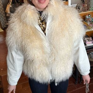 Women's Cream Faux Fur Jacket
